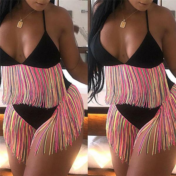 

women's swimwear women tassels beachwear push-up padded bikini set swimsuit ladies womens swim wear cintura alta, White;black