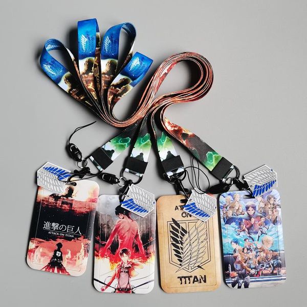 

keychains pf1166 attack on titan lanyard for key neck strap card id badge holder chain hang keyrings accessories, Silver