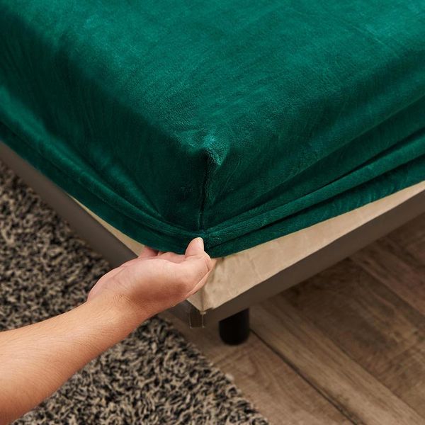 

sheets & sets bonenjoy 1 pc green crystal velvet bed cover with elastic queen king size bedding plain dyed solid color fitted sheet sabana