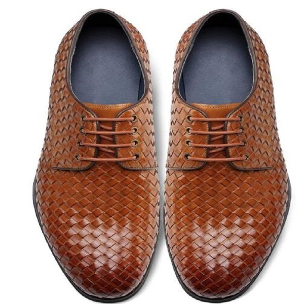 

fashion men's leather shoes shoe high end custom braided calf lining breathable pigskin rubber non-slip soles with black