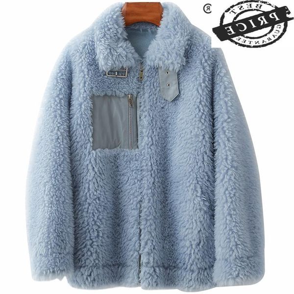 

women's fur & faux coat real female short sheep shearing jacket women winter clothes 2021 korean elegant 100% wool hiver 2230a, Black