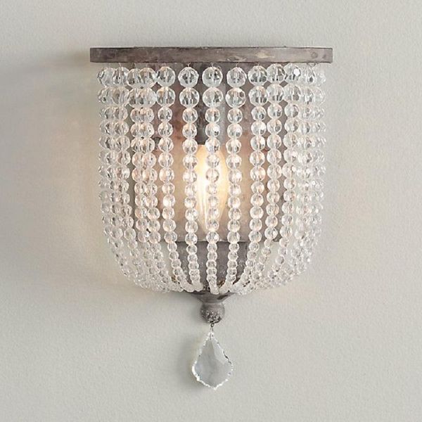 

wall lamp american-style retro iron art distressed rh crystal dining-room children room bedroom bedside decoration