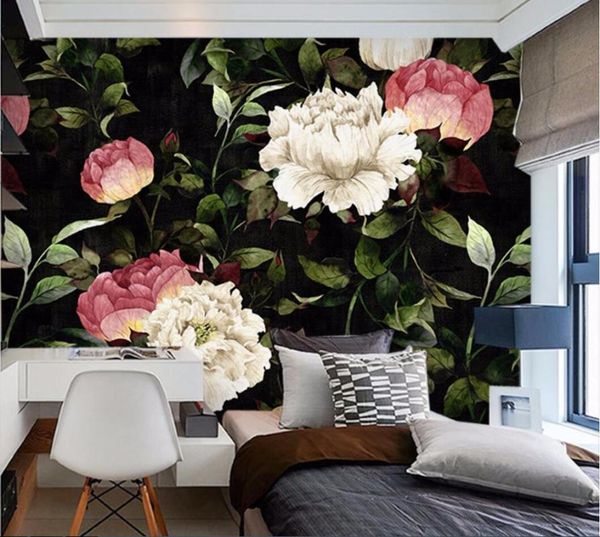 

wallpapers cjsir custom po 3d wallpaper mural hand painted flower rose watercolor background wall papel de parede paper decors