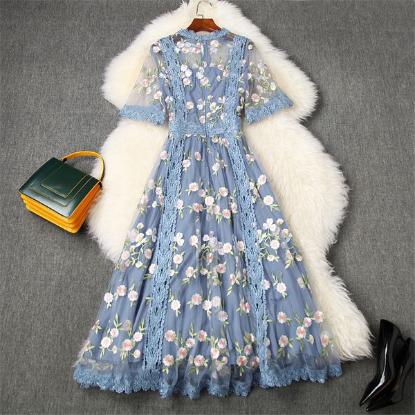 

two piece dress track designer will see women's clothing elegant short sleeve floral embroidery shredded lace knitted dress gm8g, White