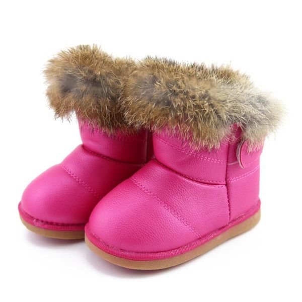 

winter toddler baby snow boots shoes warm plush soft bottom boys girls leather boot kids, Black;grey