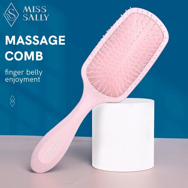 

hair brushes miss sally brush scalp massage comb degradable women wet curly detangle hairbrush barber salon hairdressingtool, Silver