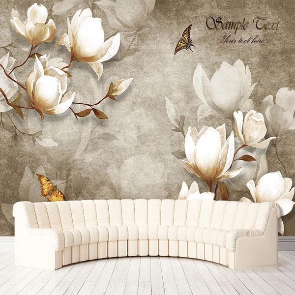 

wallpapers custom po wallpaper 3d vintage oil painting magnolia flowers murals living room bedroom home decor papel de parede wall paper