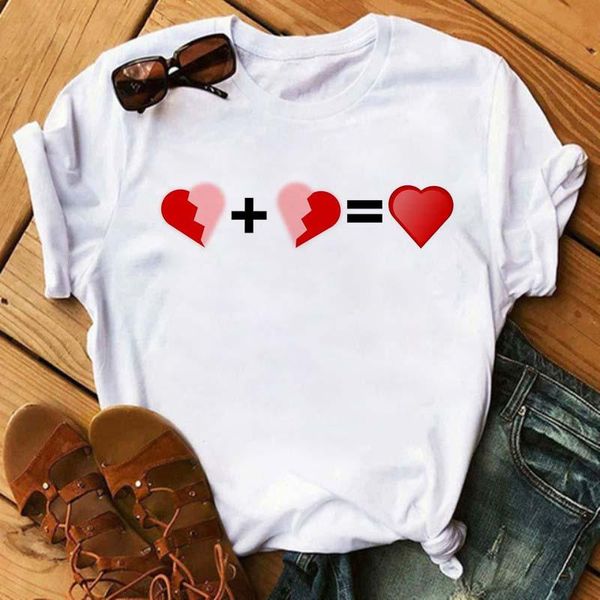

women's t-shirt maycaur broken heart + t-shirts funny love womens t shirt hip hop shirts summer streetwear female clothes, White