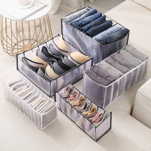 

storage drawers jeans fordable compartment nylon mesh separation clothes underwear closet drawer box divider washed home organizer