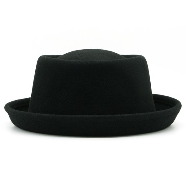 

100% wool felt pork pie hat women men fedora curved brim crushable woolen hats, Blue;gray