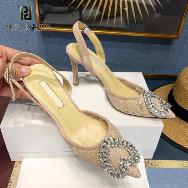 

spring and summer style french retro pointed toe blue high heels stiletto lace crystal love buckle single shoe sandals, Black