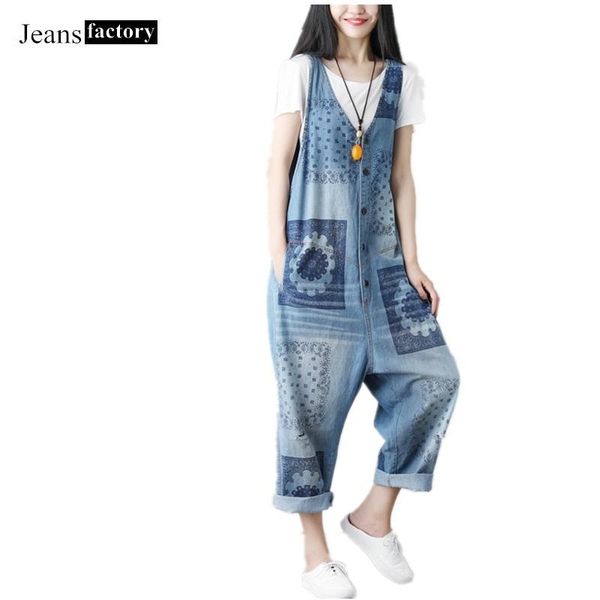 

women's jumpsuits & rompers jumpsuit women washed print hole jeans denim overalls cotton casual wild blue large size female kombinezon, Black;white