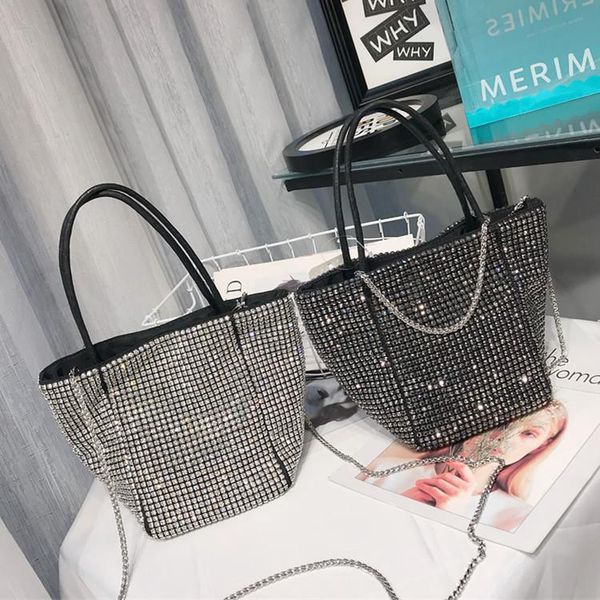 

evening bags luxury full diamonds women's handbag fashion designer clutch bag handle tote busket shape party