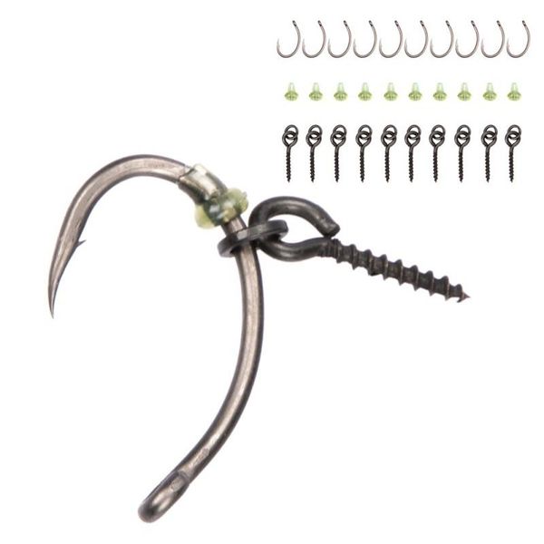 

fishing hooks 30pcs/set sliding ring rig carp size 5 hook up set terminal tackle