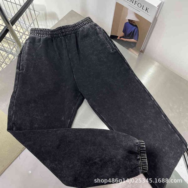 

women's pants & capris paris b home washed old grey trousers embroidered letters sports leisure elastic leggings men's and women&#, Black;white