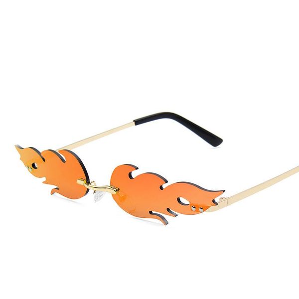 

sunglasses fashion and personality design flame shape rimless metal sun glasses for women men, White;black