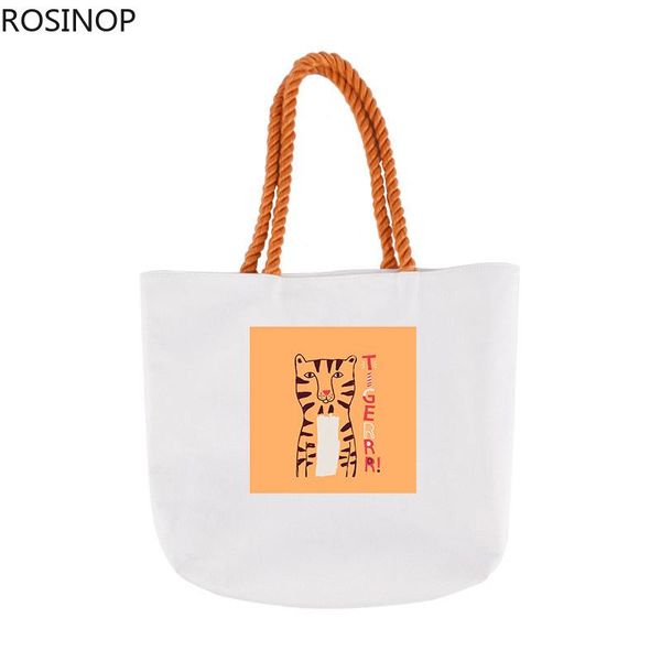 

shopping bags rosinop foldable tote bag cute canvas women designer my melody tiger king cartoon orange flower print