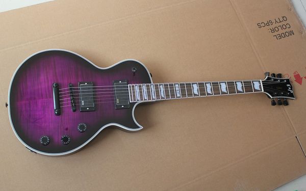 

electric guitar tiger maple clear purple body rose wood fingerboard