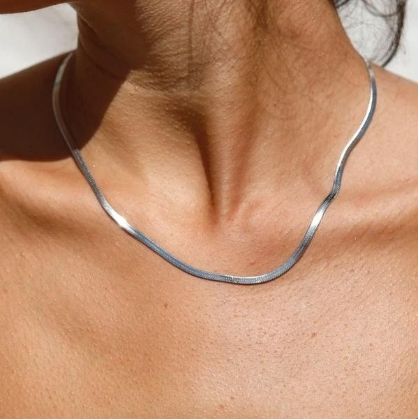 

chains steel color stainless necklaces 3mm blade chain necklace snake jewelry for women, Silver