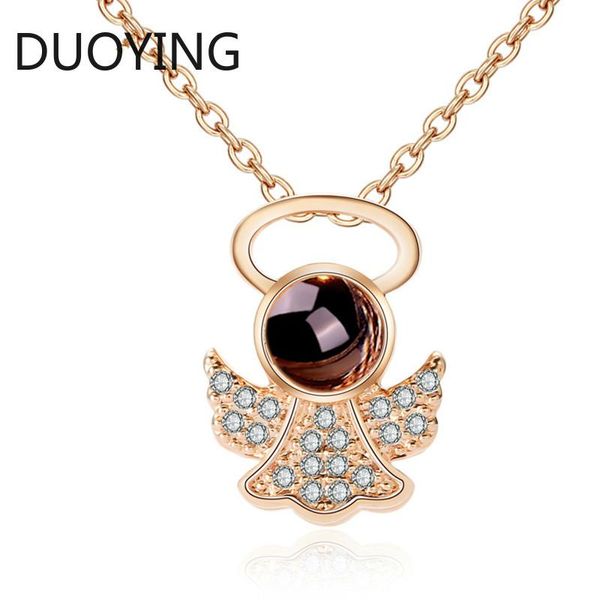 

pendant necklaces 2021 arrive rose gold projection 100 languages i love you charm heart necklace for women choker lover gift, Silver