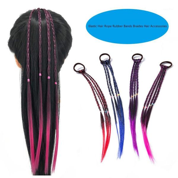 

cute girls elastic hair rope rubber bands braides accessories wig ponytail ring kids twist braid braider1, Brown
