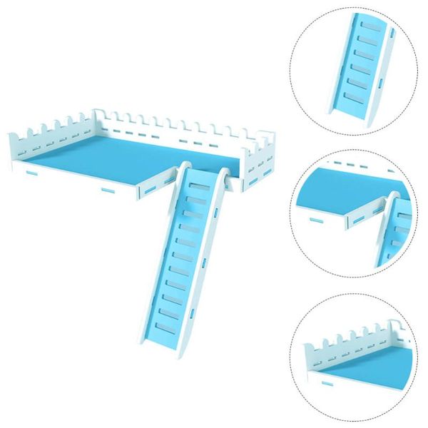 

set hamster training ladder pet supply (white, sky-blue) small animal supplies