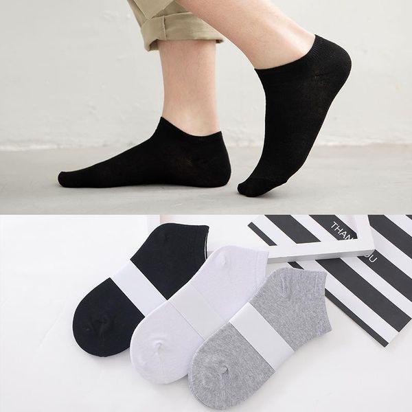 

men's socks 5/10 pairs/men/women cotton size34-44casual breathable boat short men summer male, Black