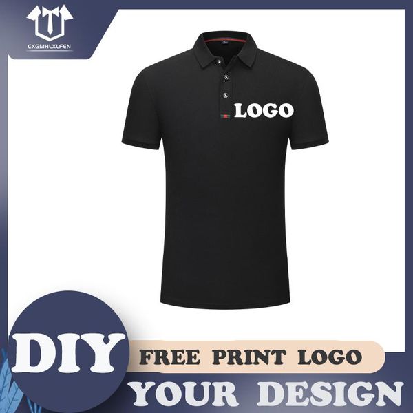 

men's polos 9-color shirt custom summer baroque solid color lapel short sleeve printing diy brand text, White;black
