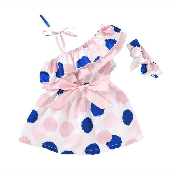 

summer baby girl sleeveless dresses dot pattern print vest solid color shorts with headband sets, Red;yellow