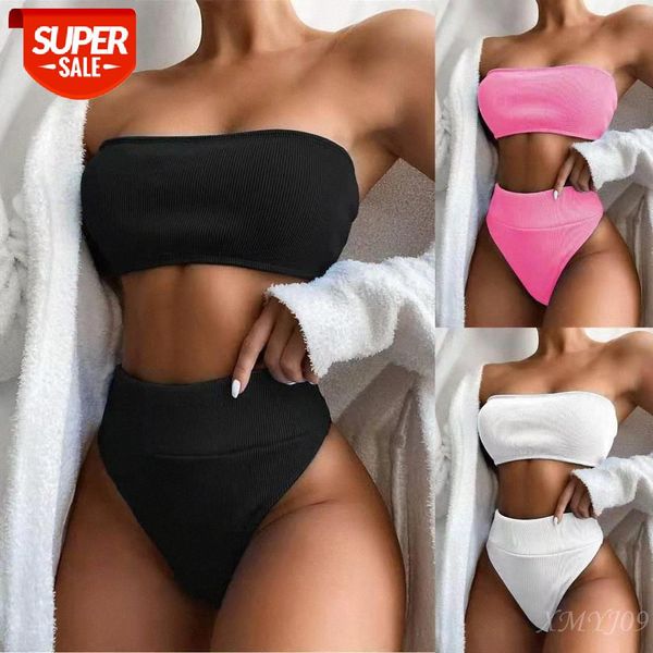 

bathing suits bikini fashion high waist tube rowan solid color split female swimsuit #sq3s, White;black