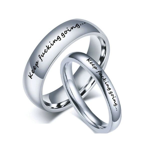 

6/4mm keepfucking going couple rings stainless steel band gifts size 6-13, Silver