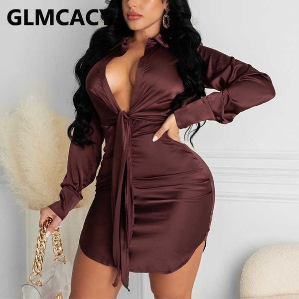 

long sleeve v neck bodycon dress silky satin mini dress 210702, Black;gray
