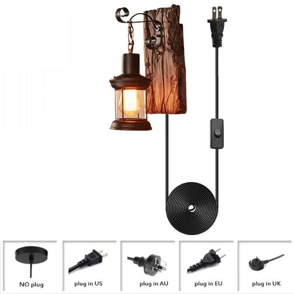 

wall lamp black vintage light fixtures hardwired plug in industrial glass shade lighting rustic retro metal sconce