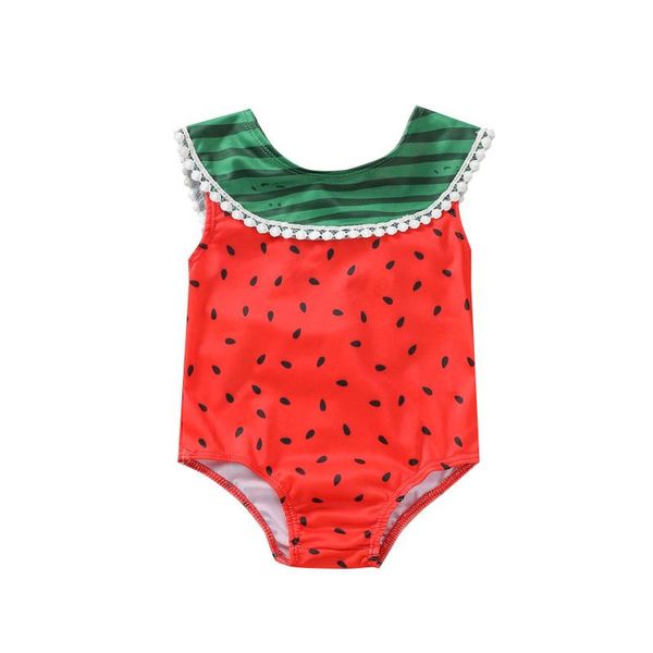 

one-pieces toddler girls kids swimsuit watermelon print ruffle beach one-piece costume da bagno bambina mare, Black