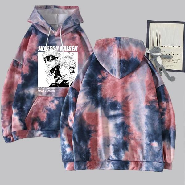 

japanese harajuku style hoodie gradient color loose blouse anime print jujutsu kaisen men's hoodies & sweatshirts, Black