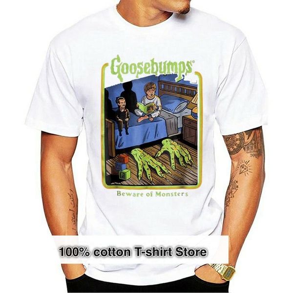 

men's t-shirts 2021 brand goosebumps beware of monsters men t-shirt, White;black