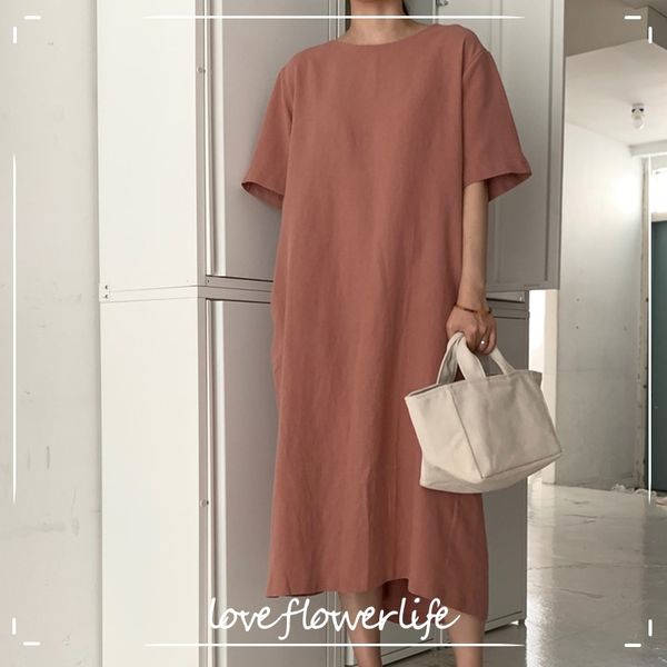 

loveflowerlife causal elegant vintage oversize korean solid lace up ladies wild long dresses women's summer dresses 210521, Black;gray