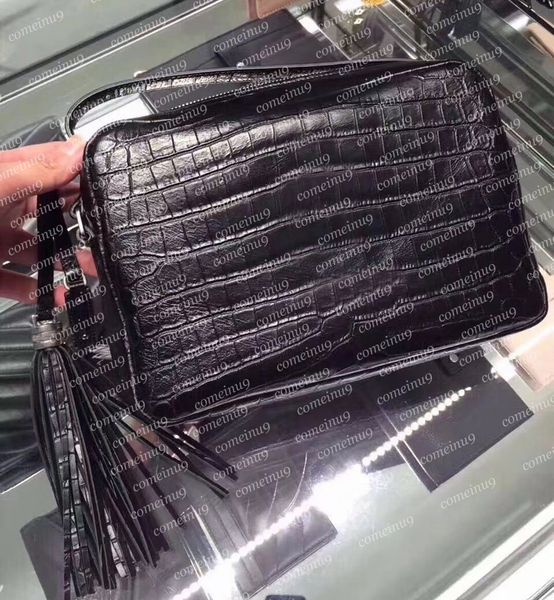 

fashion croco cowskin designer lou tassel camera bags crossbody shoulder bag real oil wax calfskin leather zipper messenger handbags 23cm wh
