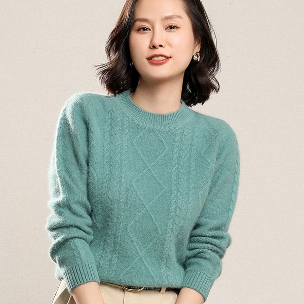

sweaters women sweaters 100% mink cashmere pullovers winter arrival o-neck jumpers woman thicken knitwear girl clothes lady, White;black