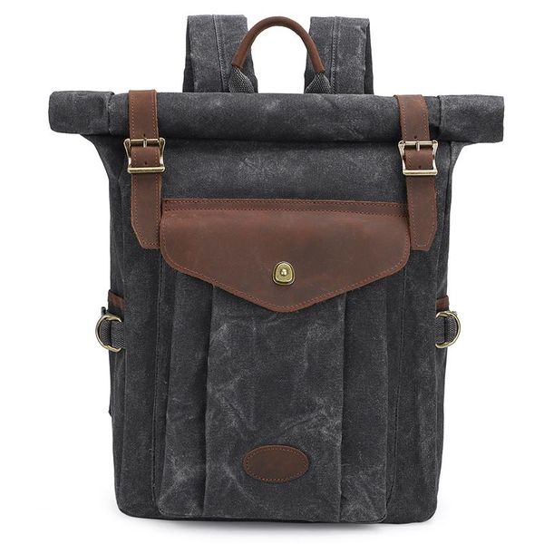 

backpack unique design waterproof waxed canvas gray travel for men women