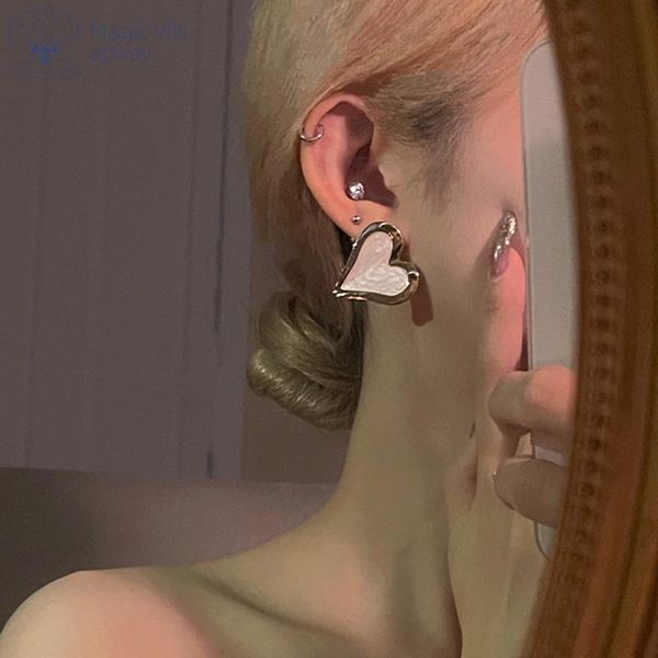 

hoop & huggie magic viki fashion love tassel design cream temperament big earrings, necessary accessories for girls, Golden;silver
