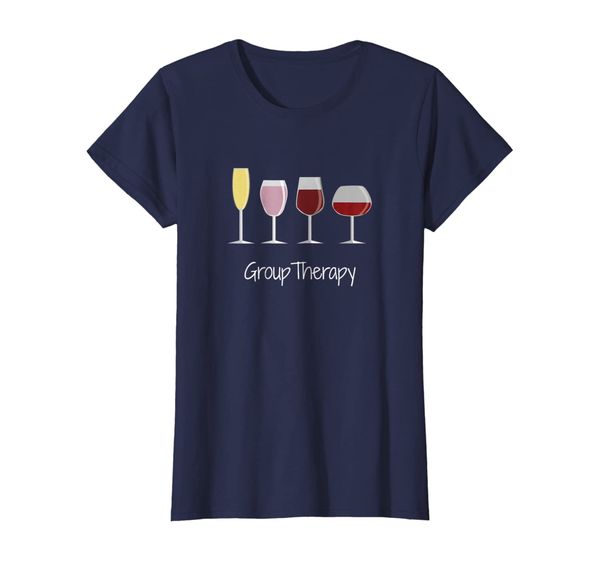 

womens funny womens wine drinking t-shirt - group therapy, White;black