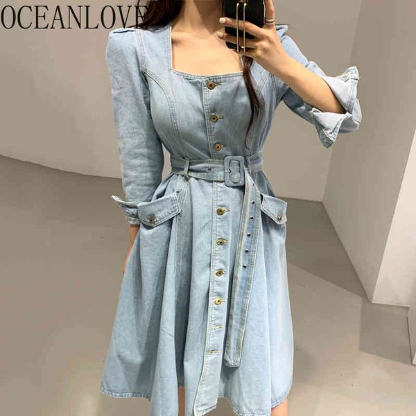 

denim dresses women bandage solid spring elegant long dress chic high waist vestidos koean fashion 16020 210415, Black;gray