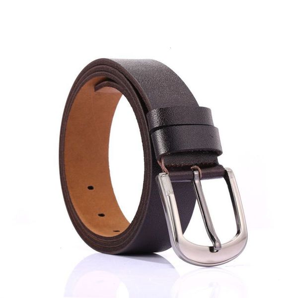 

belt men's 4.0 old sheep que pin buckle fashion simple single layer leather belt, Black;brown