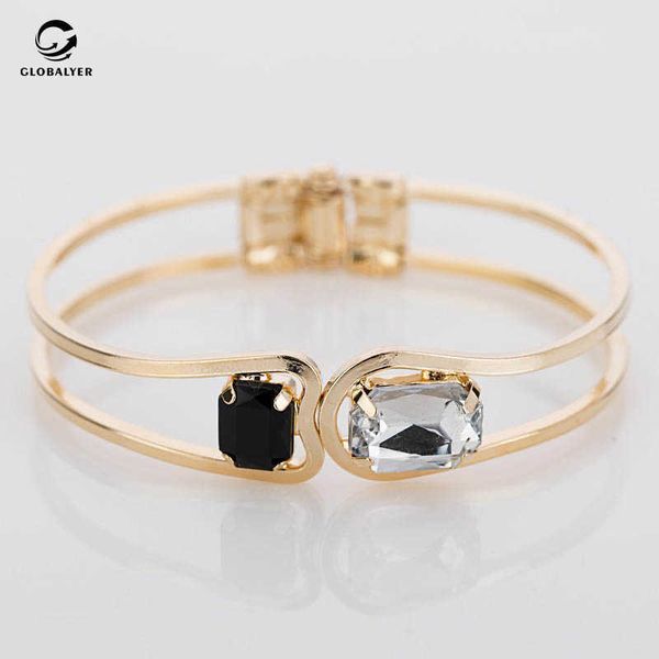 

explosion hollow two crystal korean style elegant fashion bracelet ladies birthday gift ladies jewelry 107 q0717, Black