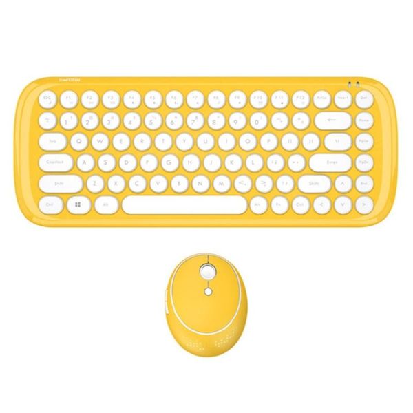 

keyboard mouse combos color round keycaps mini wireless 2.4 g and combo gaming for windows gamers mechanical feel 1600dpi