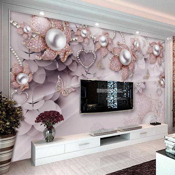 

wallpapers drop custom wall mural wallpaper 3d jewelry flowers tv background po for waterproof canvas painting