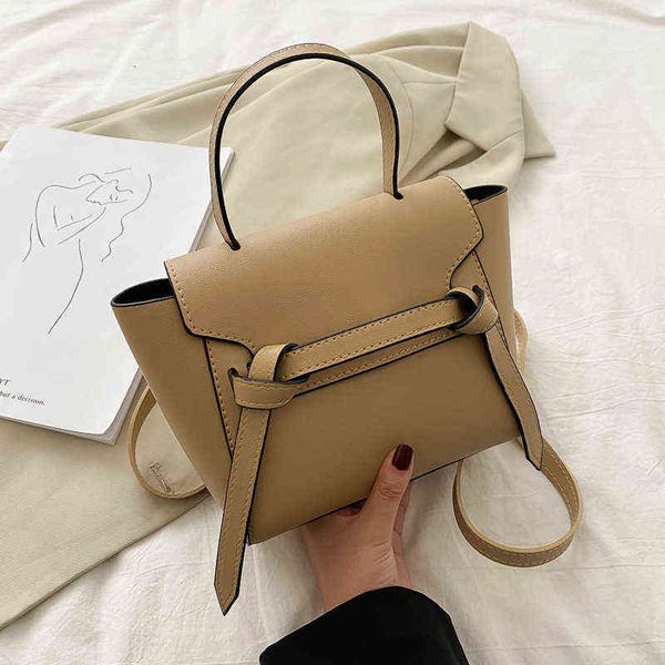

shoulder crossbody bag for women 2021 luxury clamshell solid color decorative belt leather elegant handbags fashion female bags