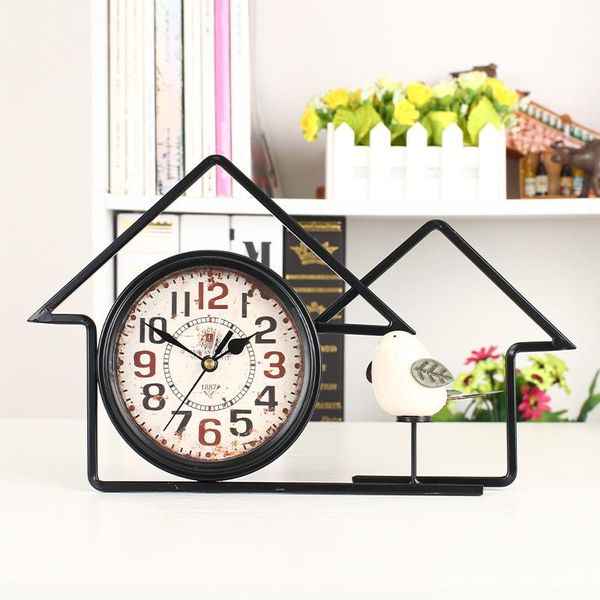 

iron mute table clock personality deskdesk antique bird decoration & clocks