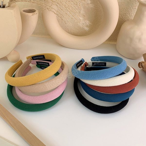 

autumn winter spong padded headband women sweet candy color wild hair bands press bezel hair accessories, Silver